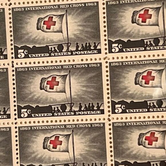MNH International Red Cross Centenary Issue Sheet of 50 5c Stamps Scott #1236-39 - Picture 2 of 2